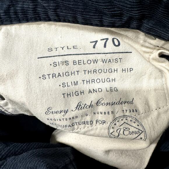 J Crew Pants Mens 31x32 (32x32 Actual) Blue 770 Corduroy Classic Coastal - Picture 6 of 7